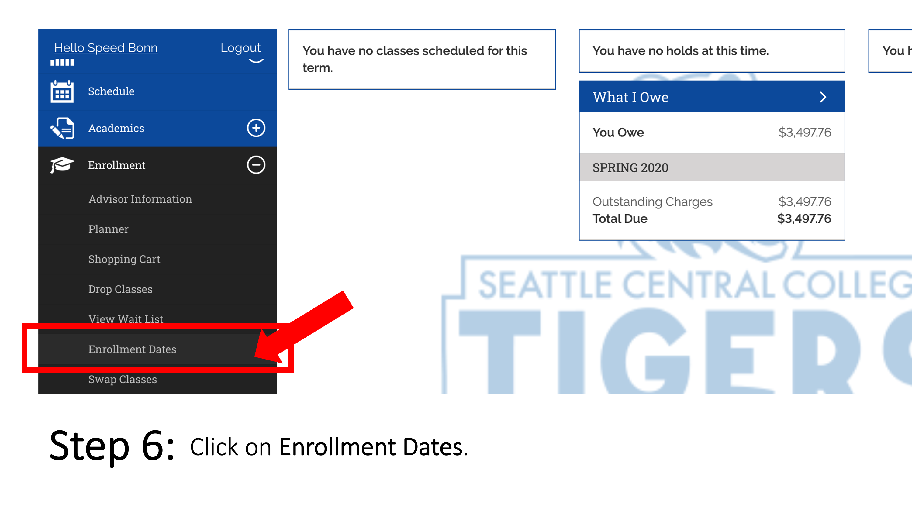 Click on Enrollment Dates.