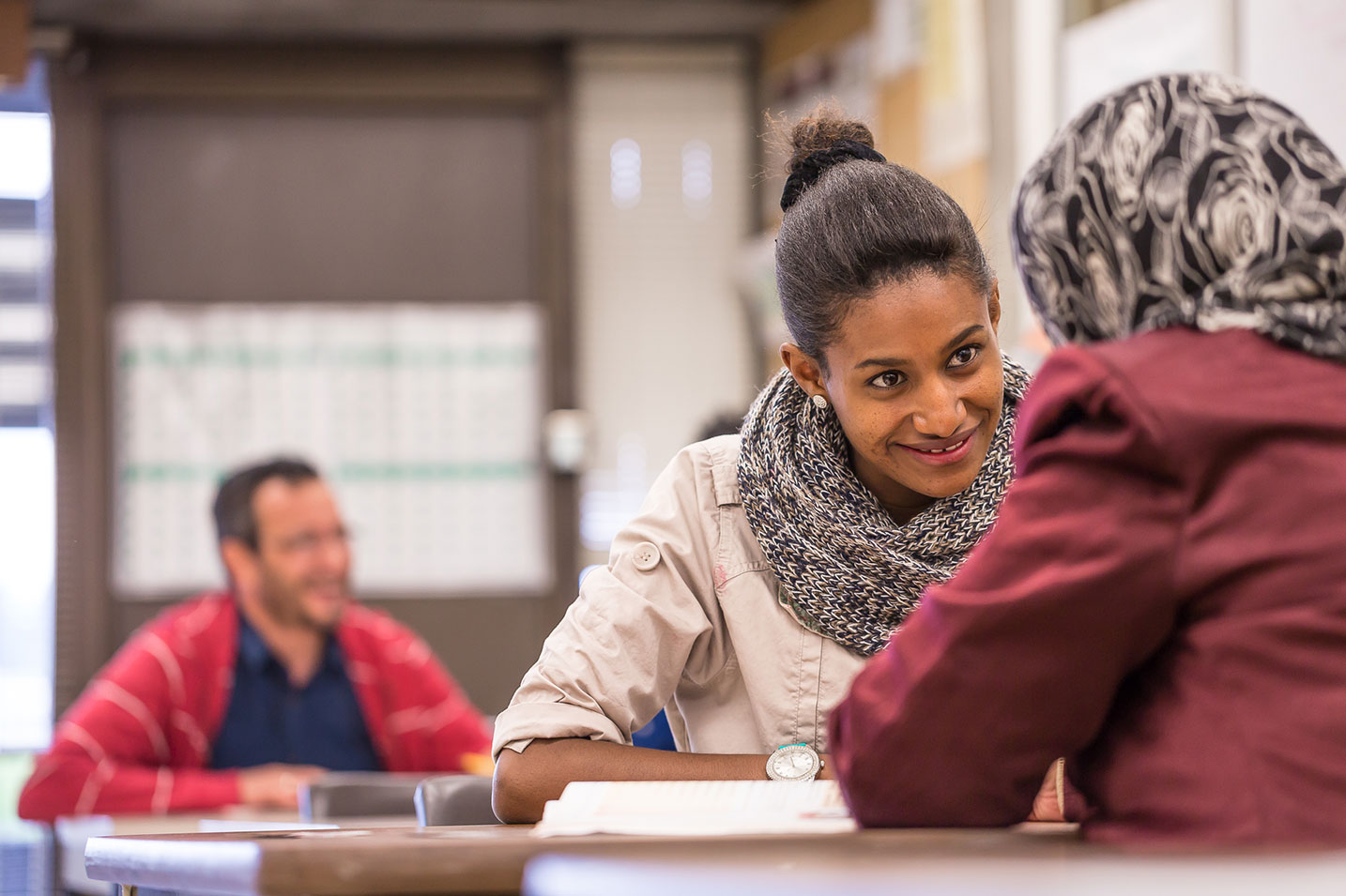 NSC students sit at desk